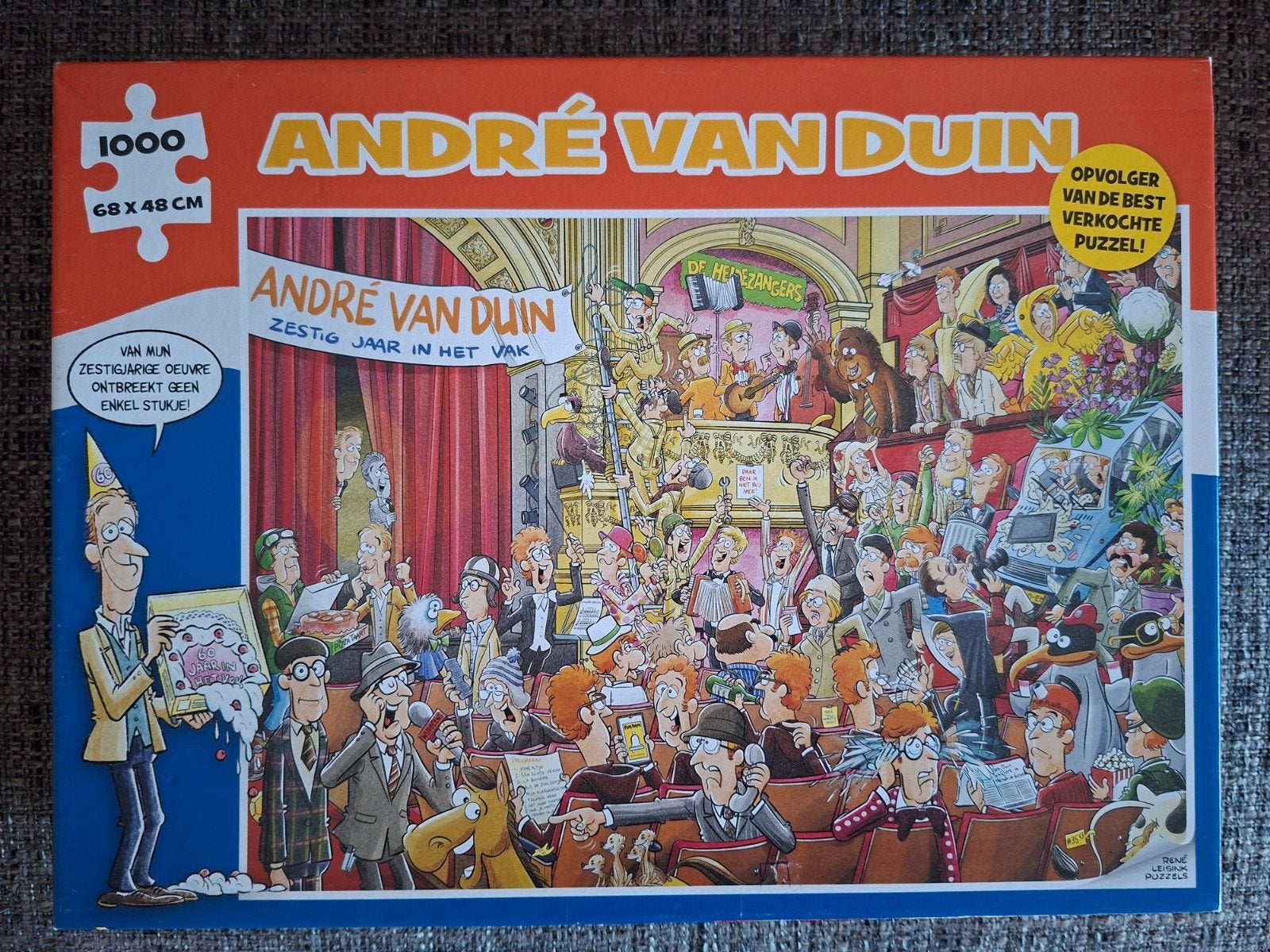 André van Duin Puzzel - Zestig jaar in het vak, Ophalen of Verzenden, 500 t/m 1500 stukjes, Gebruikt, Legpuzzel