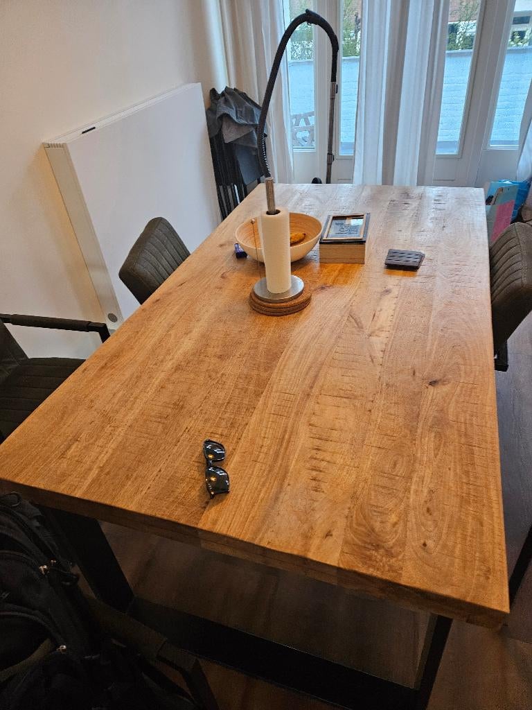 Mangohouten eettafel – stoer & robuust – 180 x 102 cm, Huis en Inrichting, Tafels | Eettafels, Gebruikt, 50 tot 100 cm, Vijf personen of meer