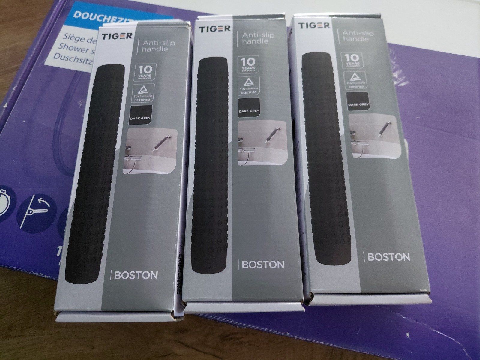 Tiger Antislip Boston handgreep - Dark Grey 3x, Ophalen of Verzenden, Nieuw, Douche