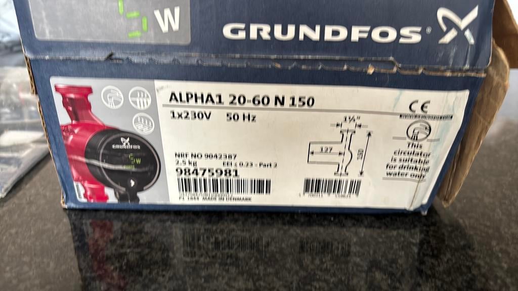 Grundfos alpha 1 20-60n 150, Doe-het-zelf en Verbouw, Verwarming en Radiatoren, Ophalen of Verzenden, Nieuw