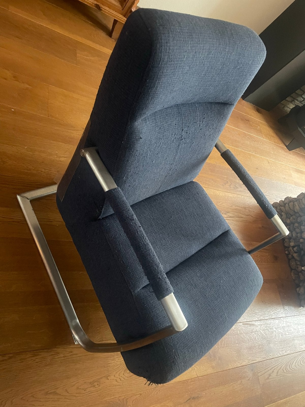 Stofferen stoel, Ophalen, Gebruikt, Blauw, Metaal