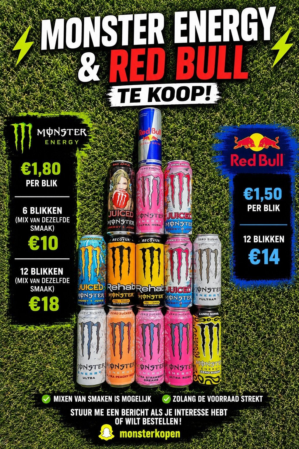 Monster En Redbull te koop, Verzenden, Nieuw