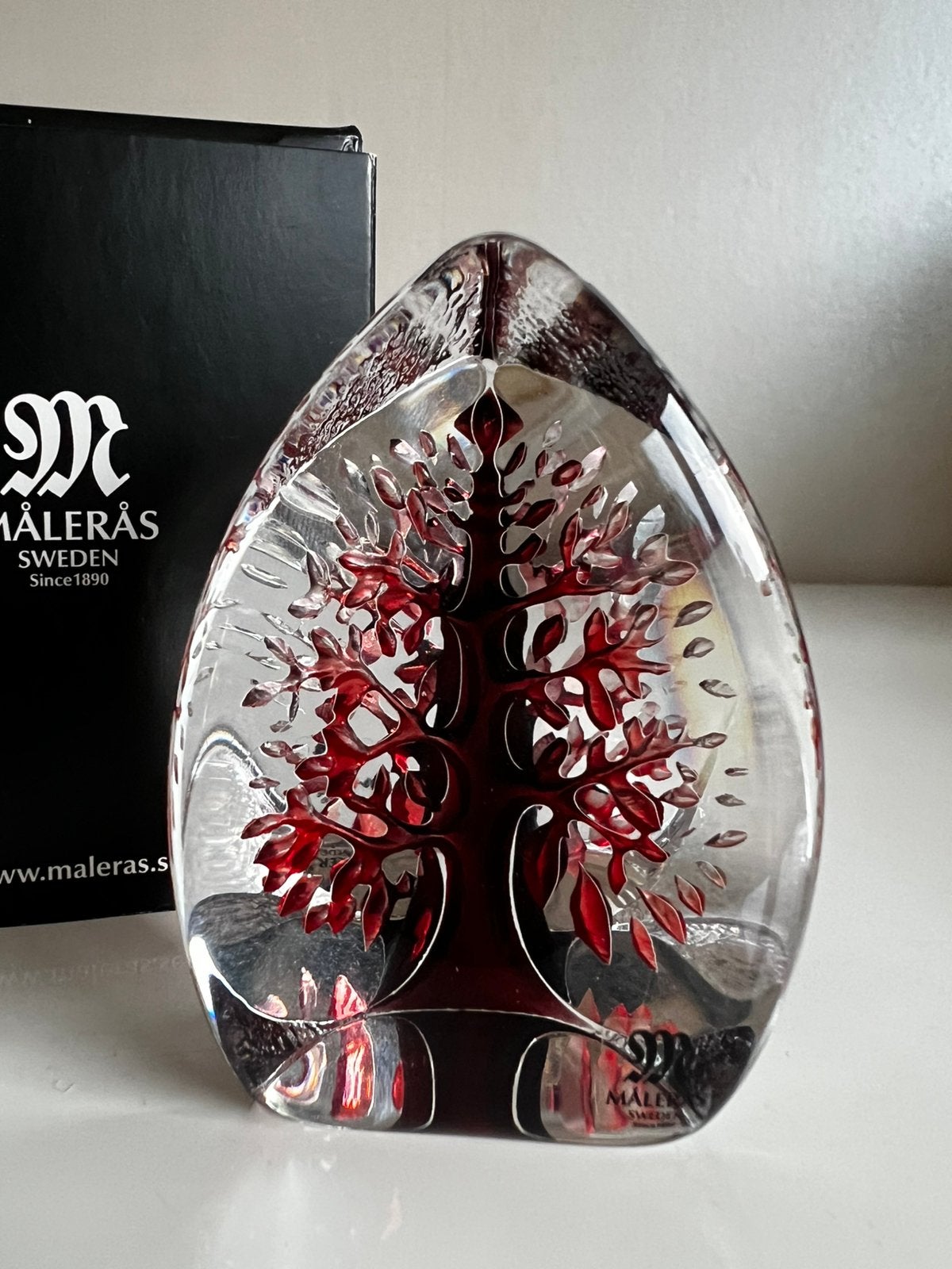 Zweeds Design Målerås Lifetree Rood Glasobject Jonasson, Ophalen of Verzenden, Object, Glas