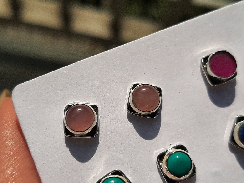 Vanoli 925 zilveren oorbellen oorknopjes met rozenkwarts, Sieraden, Tassen en Uiterlijk, Oorbellen, Daiva1973@hotmail.com, Vanoli