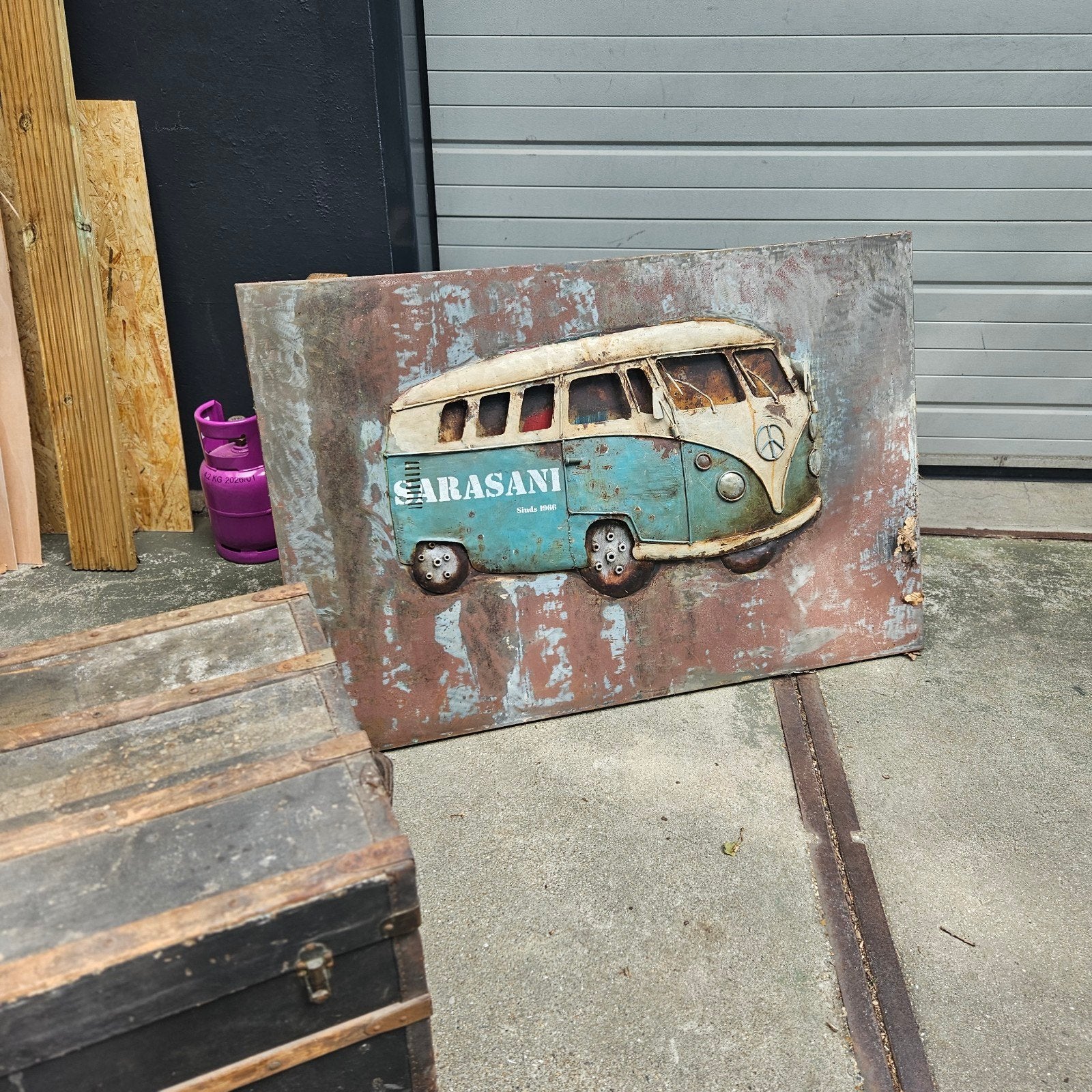 3D Metalen Schilderij VW Bus - 120x80cm, Antiek en Kunst, Ophalen