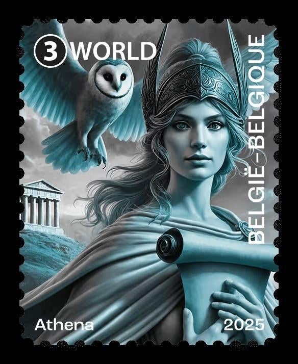 Belgie 2025 Athena Mythologie Crypto - NFT kleur Blauw, Verzenden, Postfris, Overige thema's