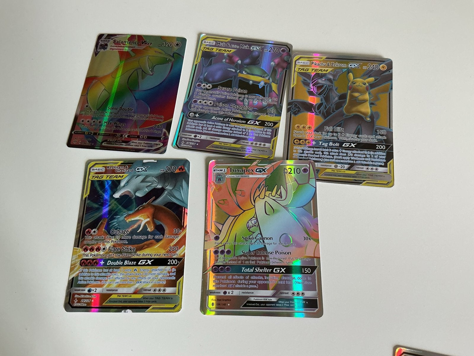 Pokémon GX/VMAX Kaarten - Set van 5 (Foil), Ophalen of Verzenden, Gebruikt, Meerdere kaarten, Foil