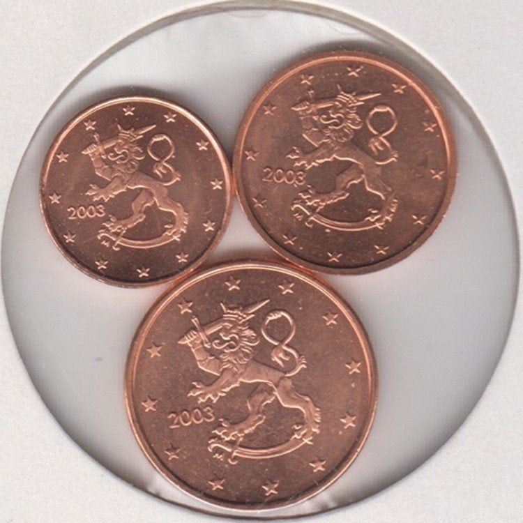 Finland setje 1, 2 en 5 eurocent 2003 alle UNC, Ophalen of Verzenden, Finland, Overige waardes, Setje