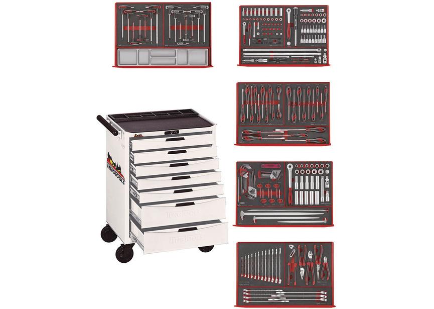 Gereedschapswagen wit foam mini master set 7 laden