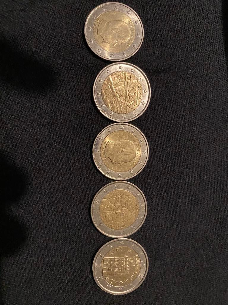 2 euros monaco, san marino, d day, Postzegels en Munten, Munten | Europa | Euromunten, Ophalen of Verzenden, Monaco, 2 euro