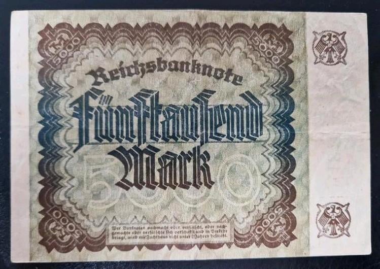 Kavel 1373..Duitsland 5000 mark., Ophalen of Verzenden, Duitsland, Los biljet