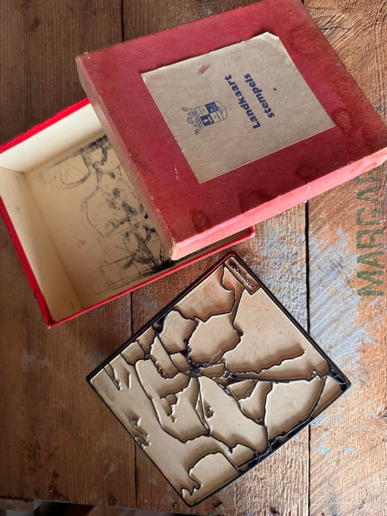 Oude school stempel landkaart Groningen, Hobby en Vrije tijd, Stempelen, Ophalen of Verzenden, Zo goed als nieuw, Houten stempel