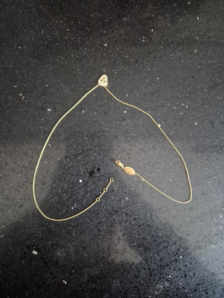 18 karaat goud ketting met echte diamanten, Verzenden, Goud, Ketting