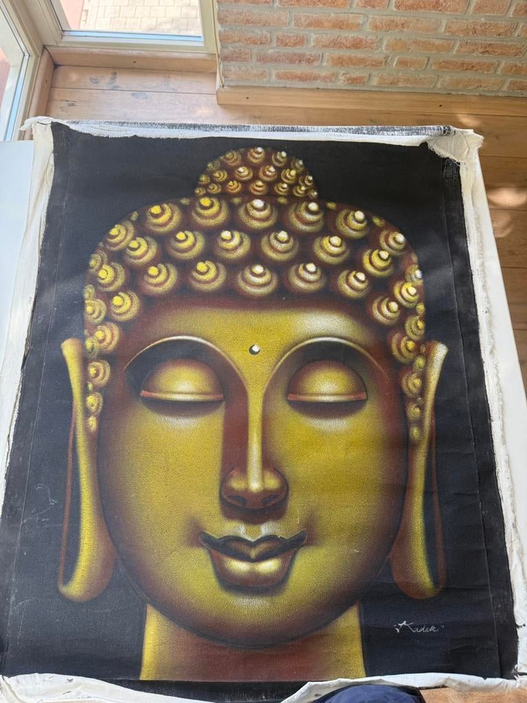 Buddah op doek handgeschilderd, Ophalen of Verzenden, Zo goed als nieuw
