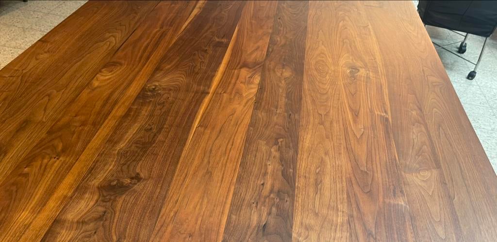 Eettafel Sapura massief noten (van der Donk), Huis en Inrichting, Tafels | Eettafels, Ophalen, 100 tot 150 cm, 200 cm of meer