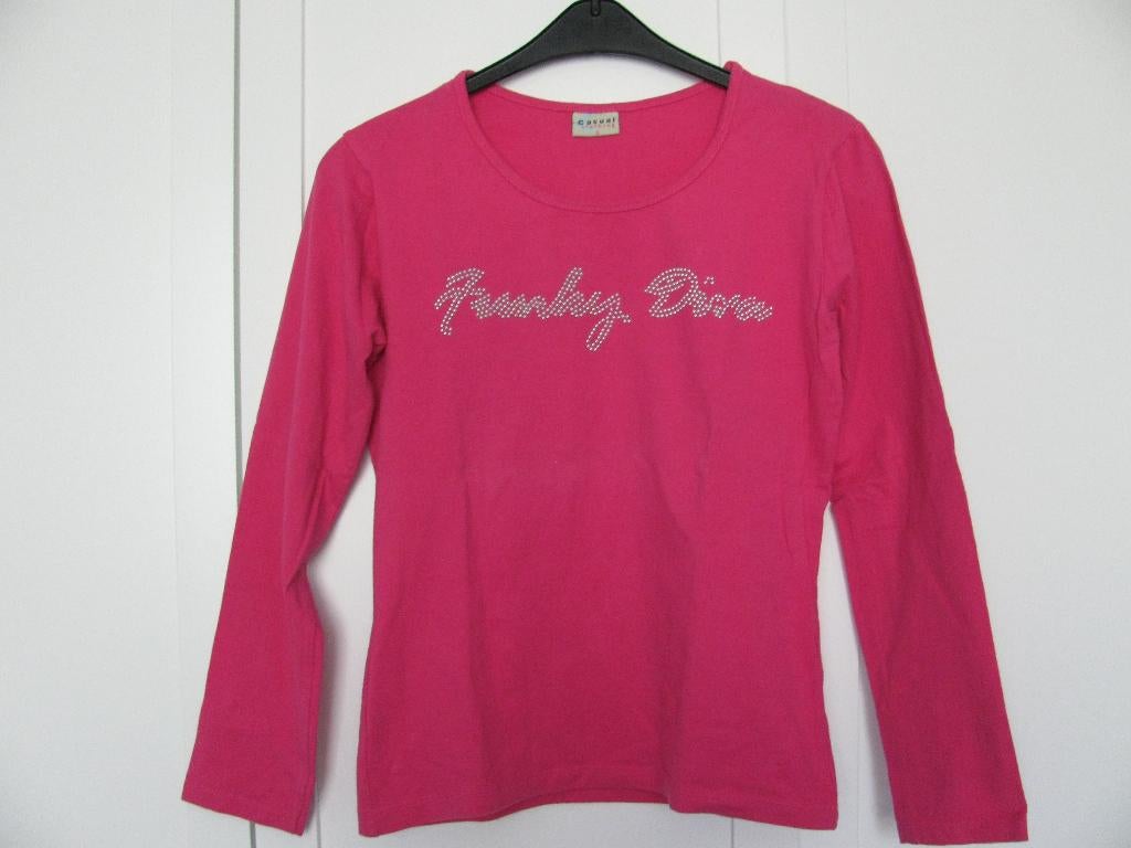 Shirt met studs, lange mouwen, maat S, z.g.a.n., Verzenden, Zo goed als nieuw, Lange mouw, Roze