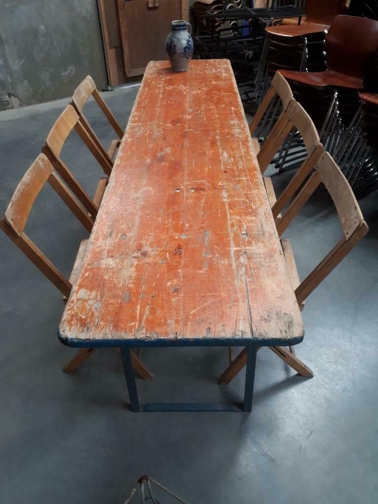 Partij oude vintage klaptafels terrastafels biertafels, Ophalen, Retro / vintage, Gebruikt, 200 cm of meer