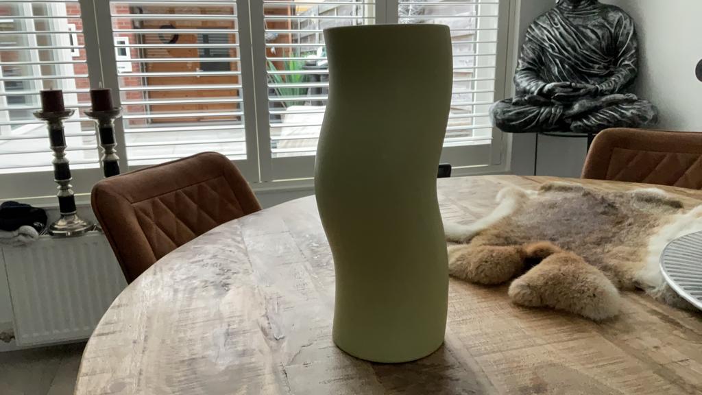 Lindegroene vaas deco nieuw alleen ophalen, Overige kleuren, Ophalen of Verzenden, Minder dan 50 cm, Glas