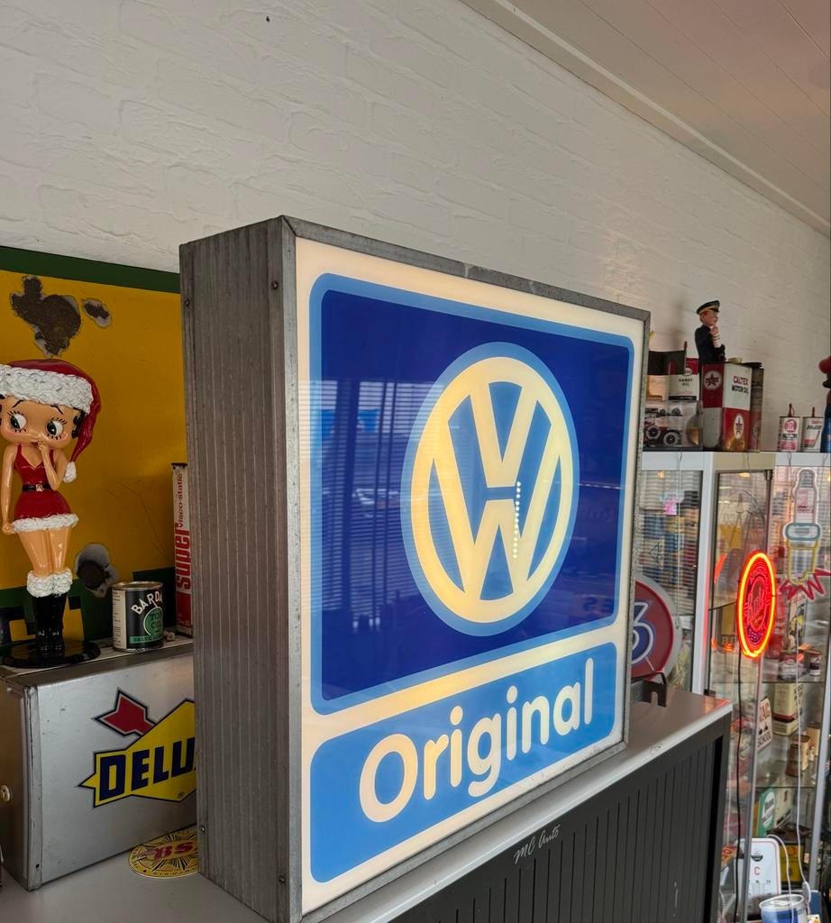 VW Volkswagen reclame lichtbak, Verzamelen, Ophalen, Gebruikt, ., Lichtbak of (neon) lamp