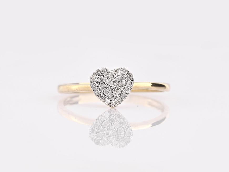 Ring van 14 karaats goud - 0,13 ct. diamanten (natuurlijk), Sieraden, Tassen en Uiterlijk, Ringen, Met kristal, Verzenden, Zo goed als nieuw