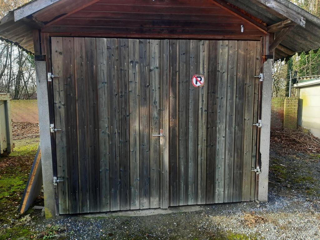 Houten garagepoort met stalen frame - 280x225 cm, Doe-het-zelf en Verbouw, Deuren en Horren, Gebruikt, Garagedeur, Ophalen of Verzenden