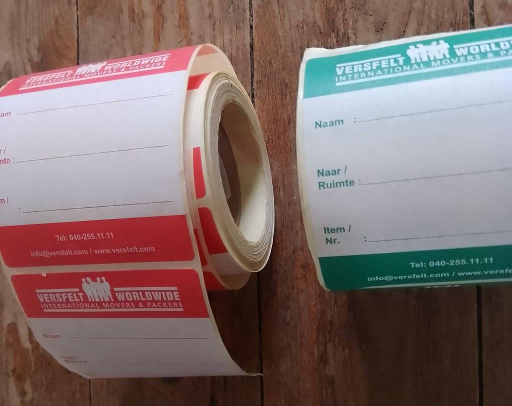 2 rollen stickers voor verhuisdozen, Ophalen of Verzenden, Gebruikt
