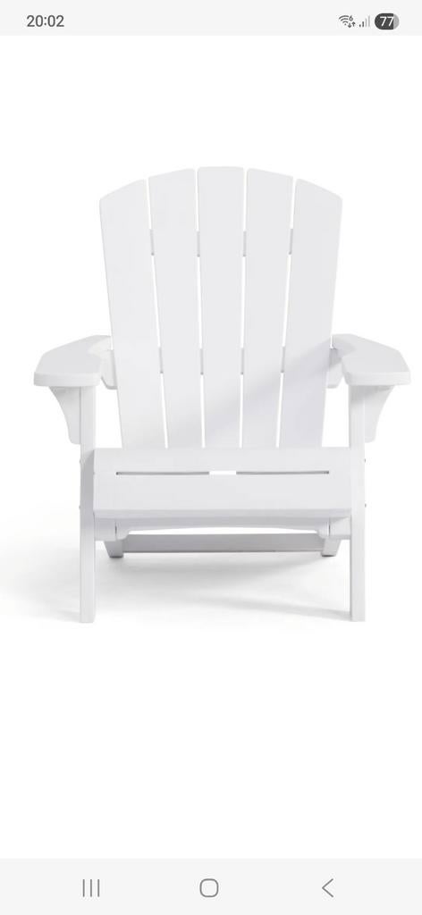 Witte Adirondack Tuinstoel - Nieuwstaat, Ophalen of Verzenden, Nieuw, Kunststof
