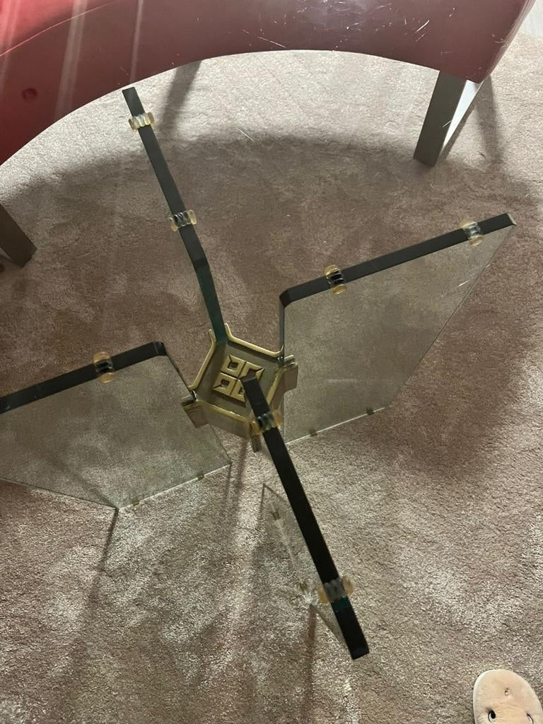 Peter Ghyczy Glazen Eettafel met Uniek Onderstel, Gebruikt, Rond, Ophalen of Verzenden, Glas