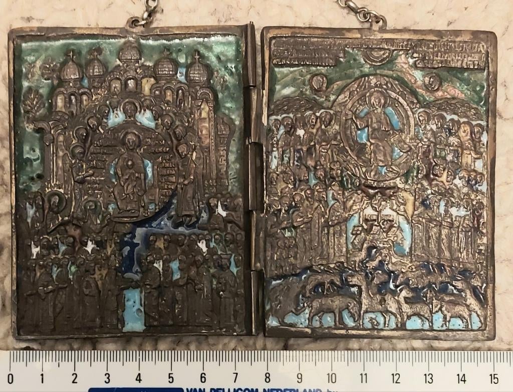 Unieke antieke bronzen Reisicoon, Rusland 18e/19e Eeuw, Ophalen of Verzenden