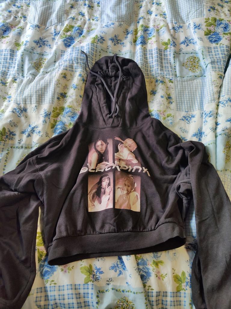 Cropped sweater/ hoodie Black Pink maat M (M61), Kleding | Dames, Ophalen of Verzenden, Gedragen, Maat 38/40 (M), Zwart