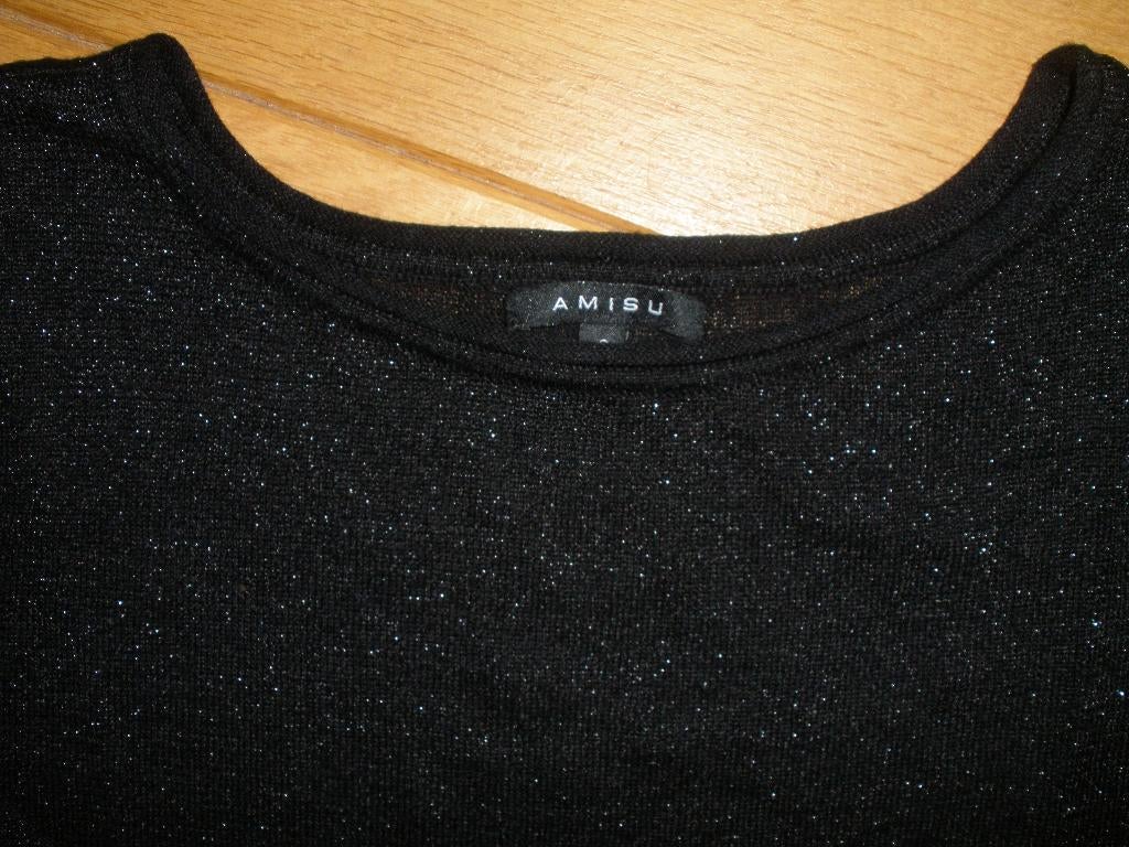 AMISU trui zwart zilverglans maat S, Maat 38/40 (M), Zwart, Ophalen of Verzenden, Zo goed als nieuw