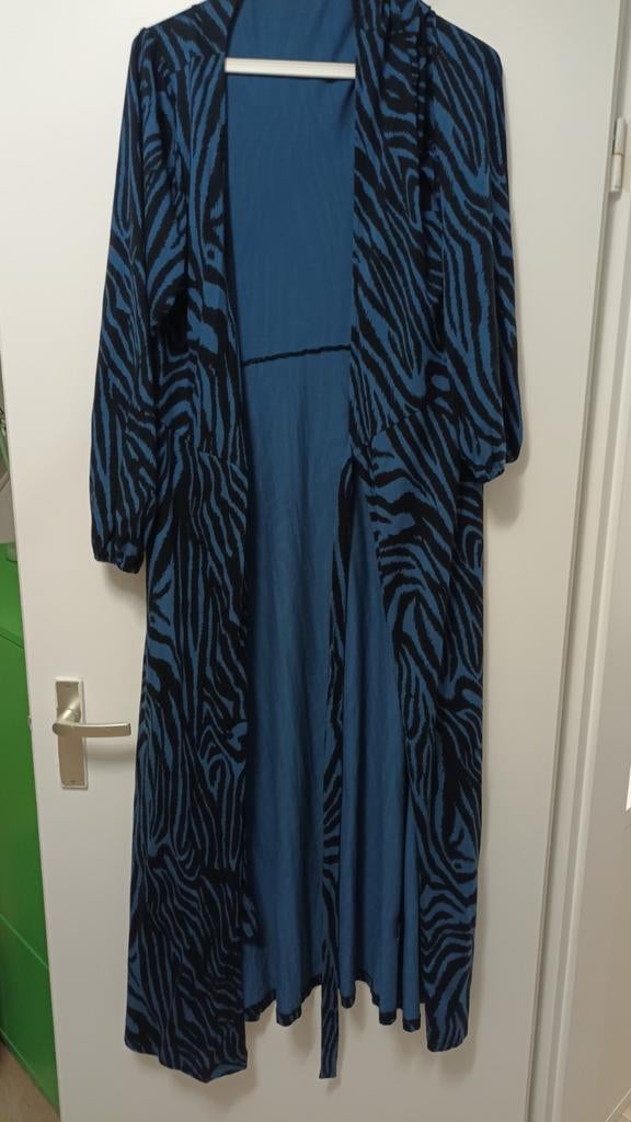 Lange jurk zwart blauw Juffrouw Jansen maat L, Maat 38/40 (M), Blauw, Ophalen of Verzenden, Zo goed als nieuw