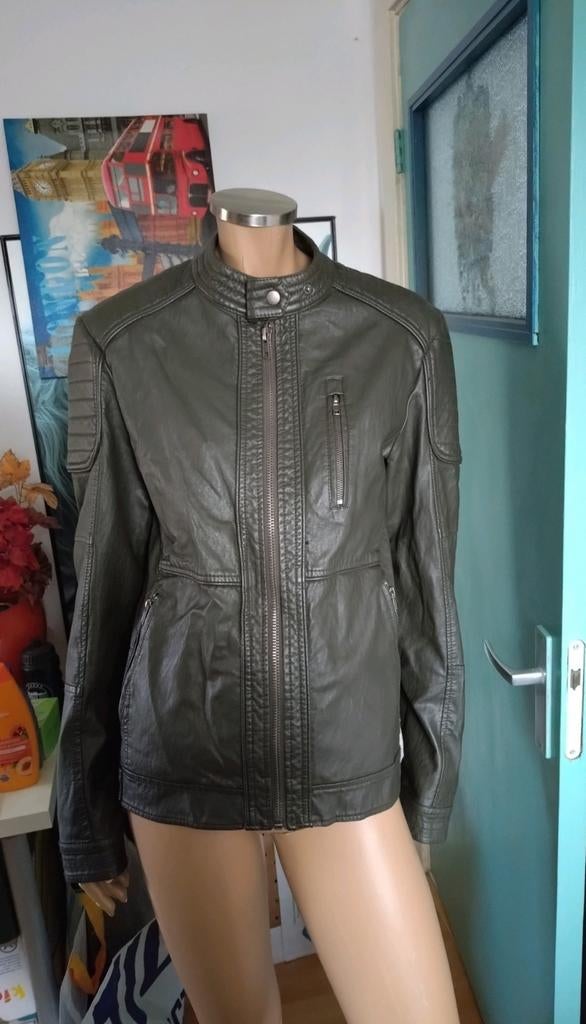 Mooi stoer groenbruin nepleren jas van Madness maat M, Maat 38/40 (M), Bruin, Madness, Ophalen of Verzenden