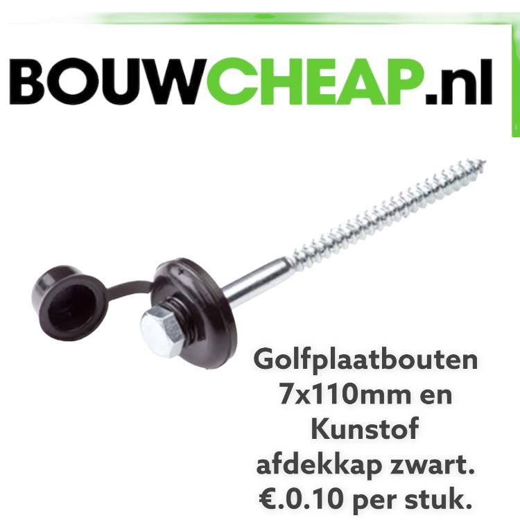 Golfplaatbouten 7x110mm+kunststofkap., Doe-het-zelf en Verbouw, IJzerwaren en Bevestigingsmiddelen, Nieuw, Schroeven, 100 tot 250 mm