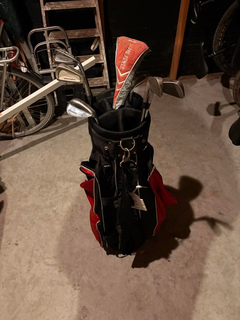 Golftas met aantal clubs voor heren, Ophalen of Verzenden, Gebruikt, Tas