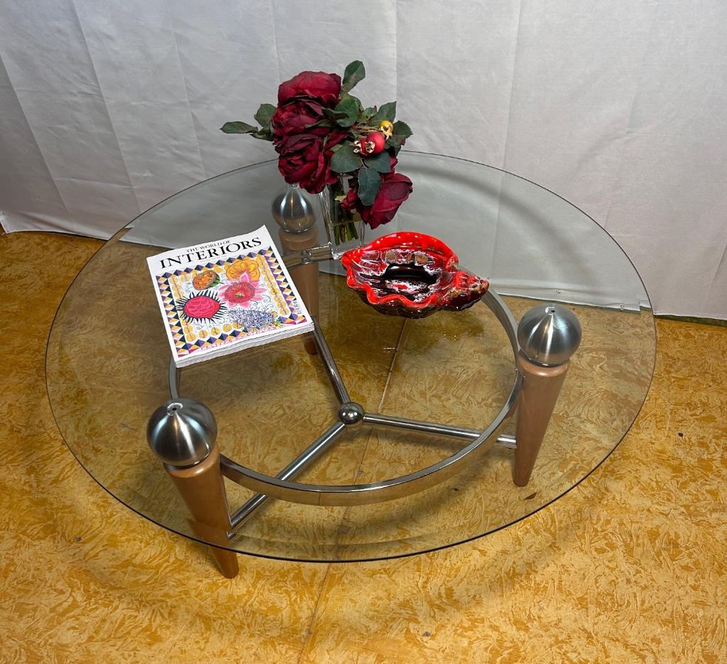 Gratis bezorging!Mid century retro vintage salon tafel space, Gebruikt, Rond, Ophalen of Verzenden, Overige houtsoorten