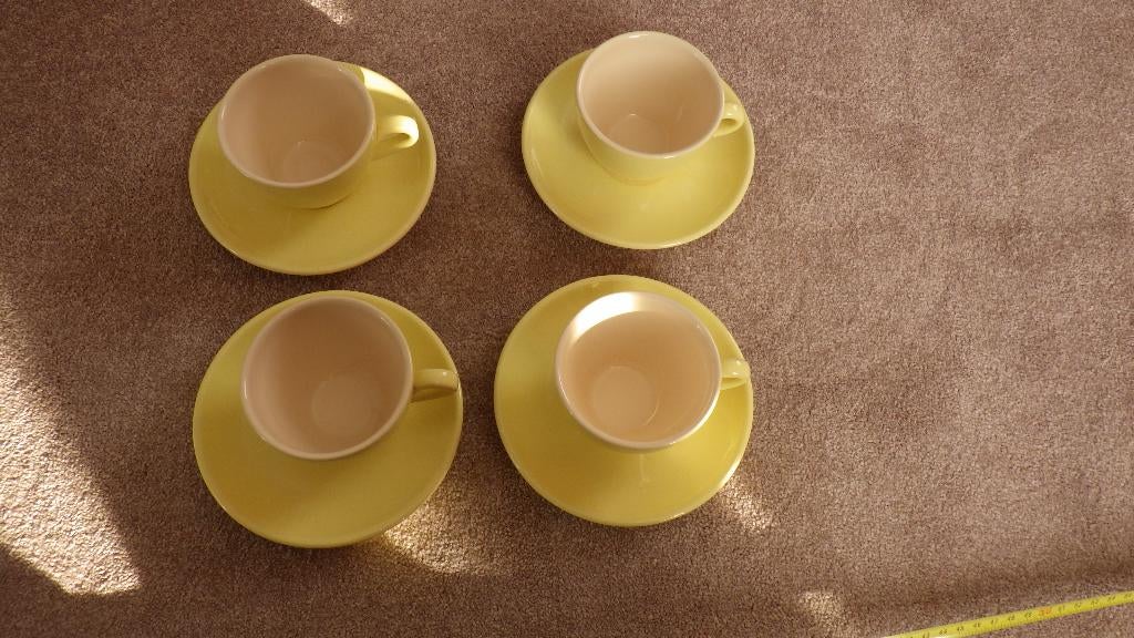 4 retro kop en schotels van Douwe Egberts, Verzamelen, Retro, Ophalen of Verzenden, Huis en Inrichting