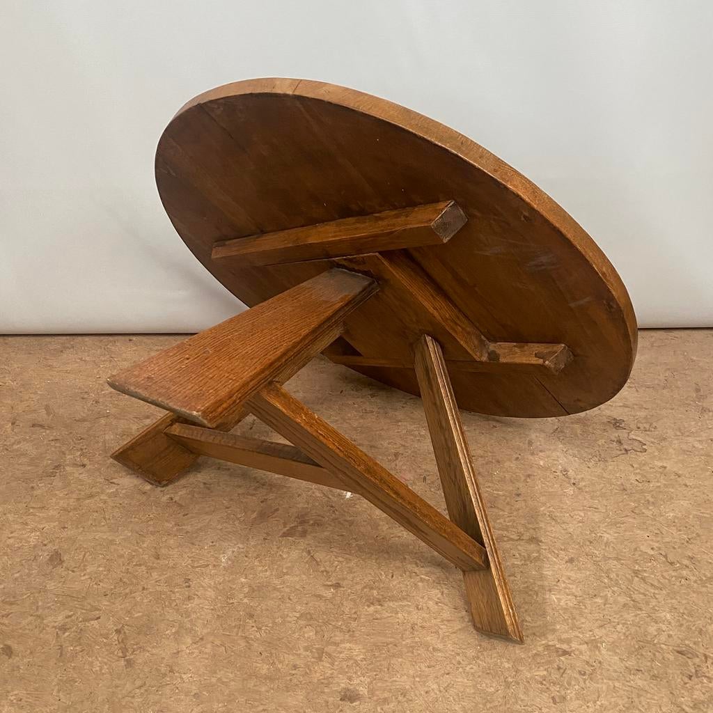 Vintage Brutalist Houten Salontafel, Ophalen, Zo goed als nieuw, Rond, 50 tot 100 cm