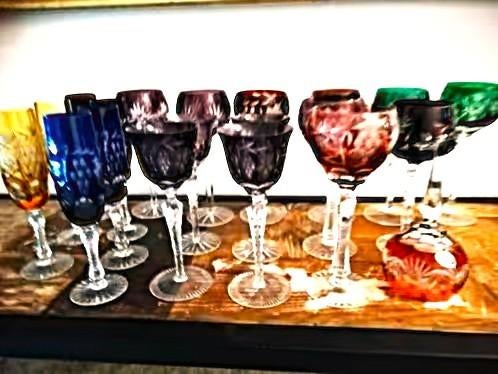 kristallen glazen gekleurd, Antiek en Kunst, Antiek | Glas en Kristal, Ophalen