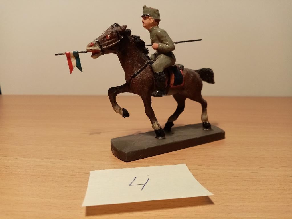 Elastolin, man te paard (4) oud, (bijna 100 jaar oud) 60mm, Verzamelen, Poppetjes en Figuurtjes, Ophalen of Verzenden, Zo goed als nieuw