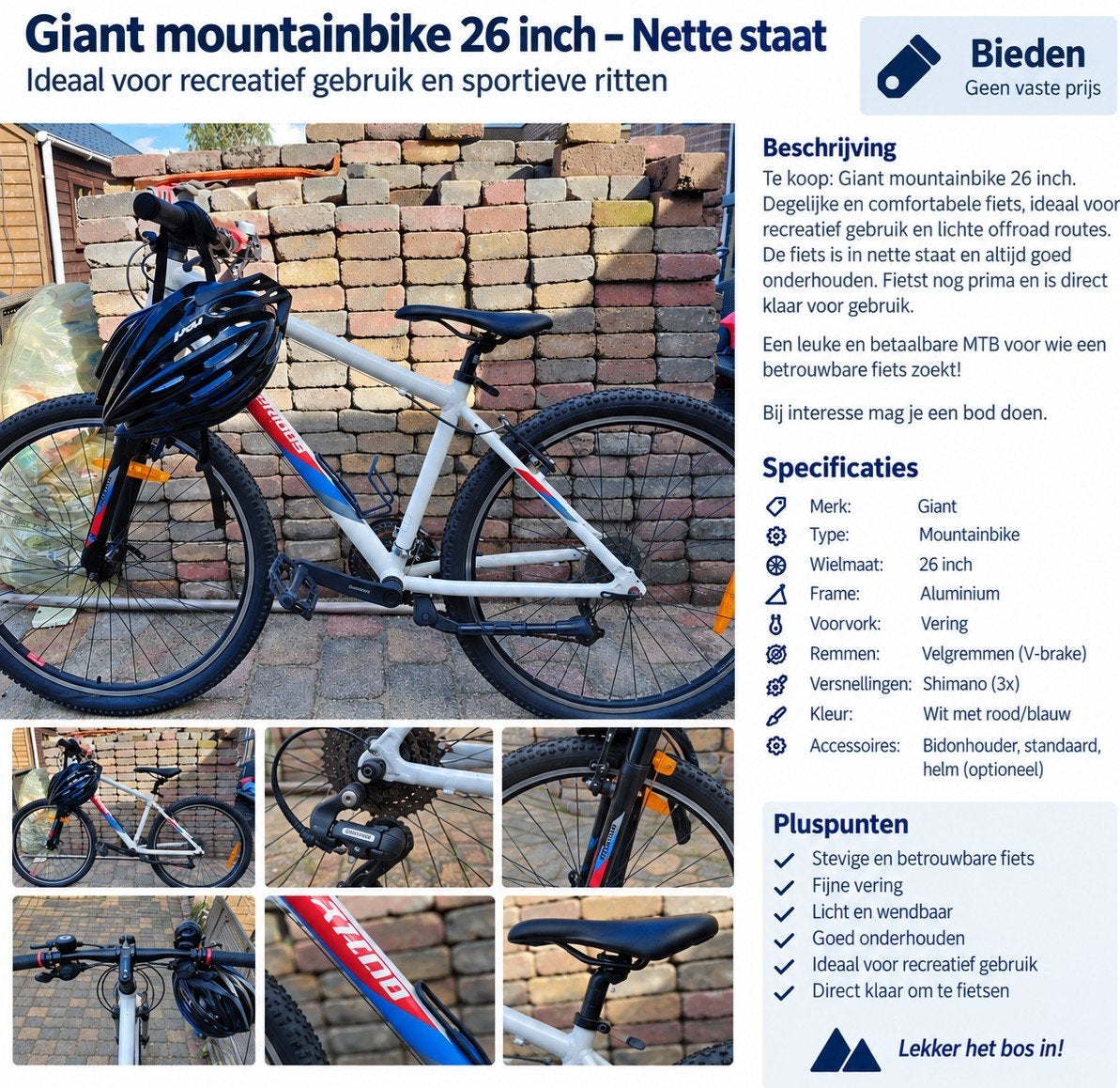 Giant mountainbike 26 inch - Nette staat, Ophalen, Gebruikt, Hardtail, Velgrem