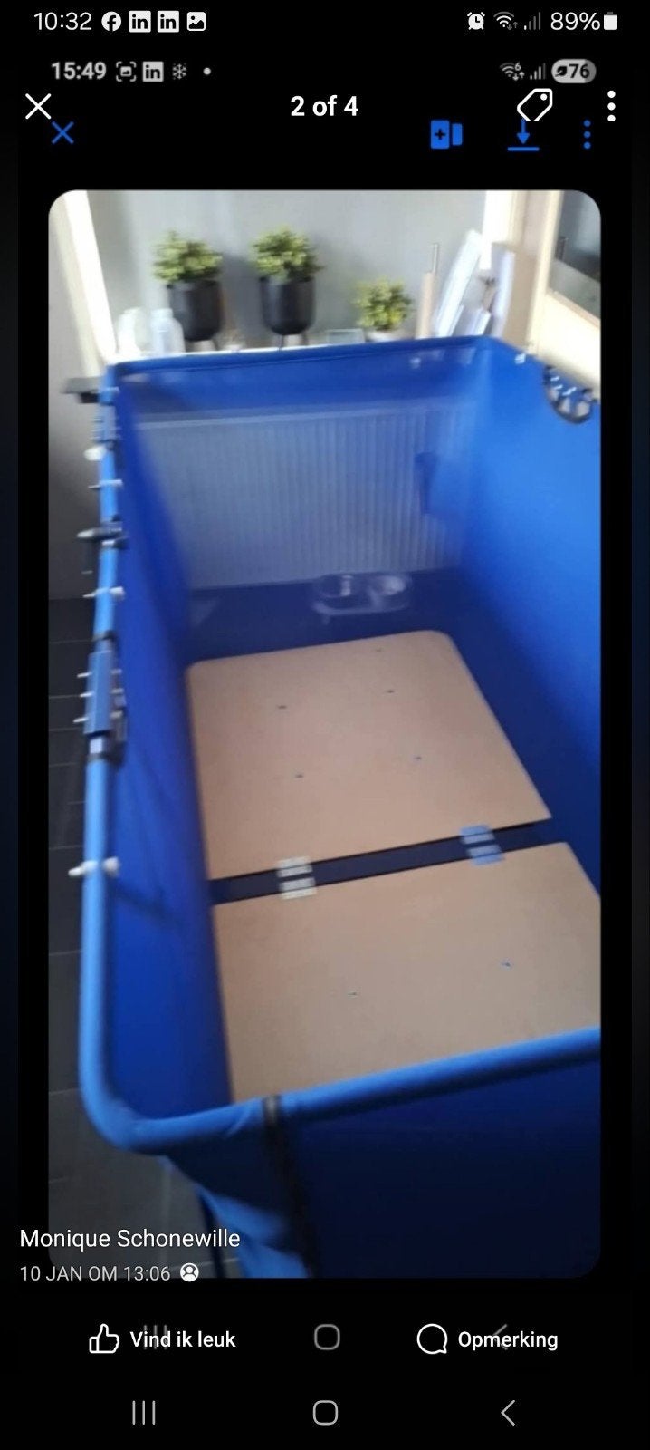 B&S inklapbare  bed te koop.z.g.a.n., Ophalen, Eenpersoons, Blauw, Zo goed als nieuw