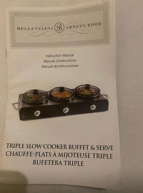 Bella Cucina Triple Slow Cooker Buffet & Serve – 3 Pannen, Ophalen, Nieuw