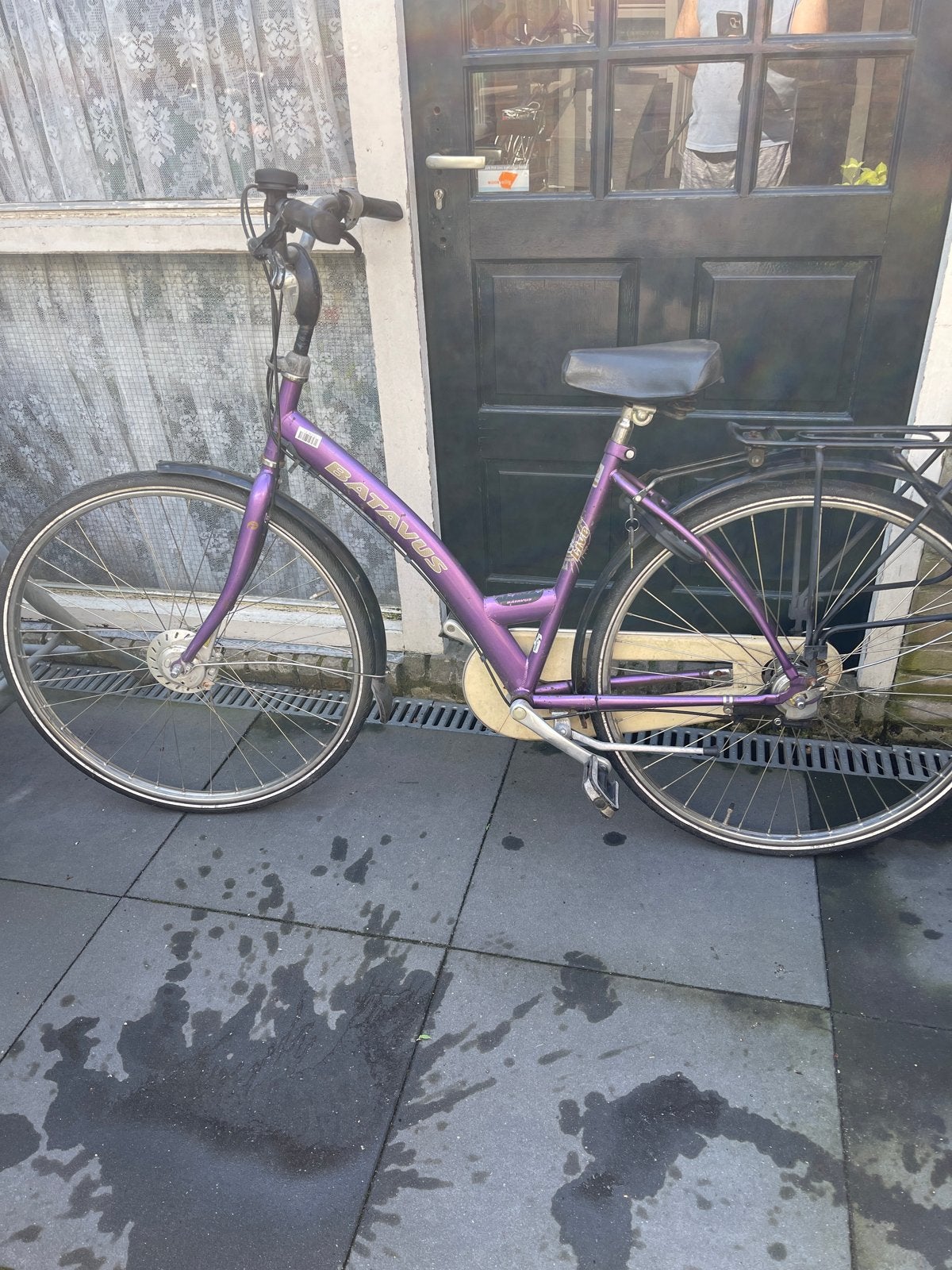 Batavus damesfiets paars, 28 inch, lage instap, Ophalen, Terugtraprem, Batavus, 53 tot 56 cm