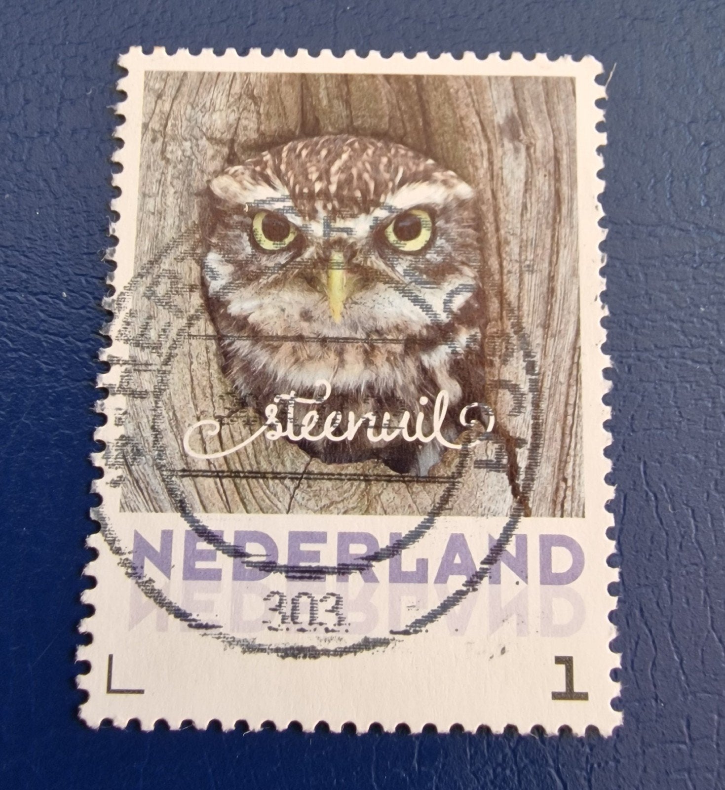 kv434 persoonlijke postzegel steenuil gestempeld, Ophalen of Verzenden, Na 1940, Gestempeld