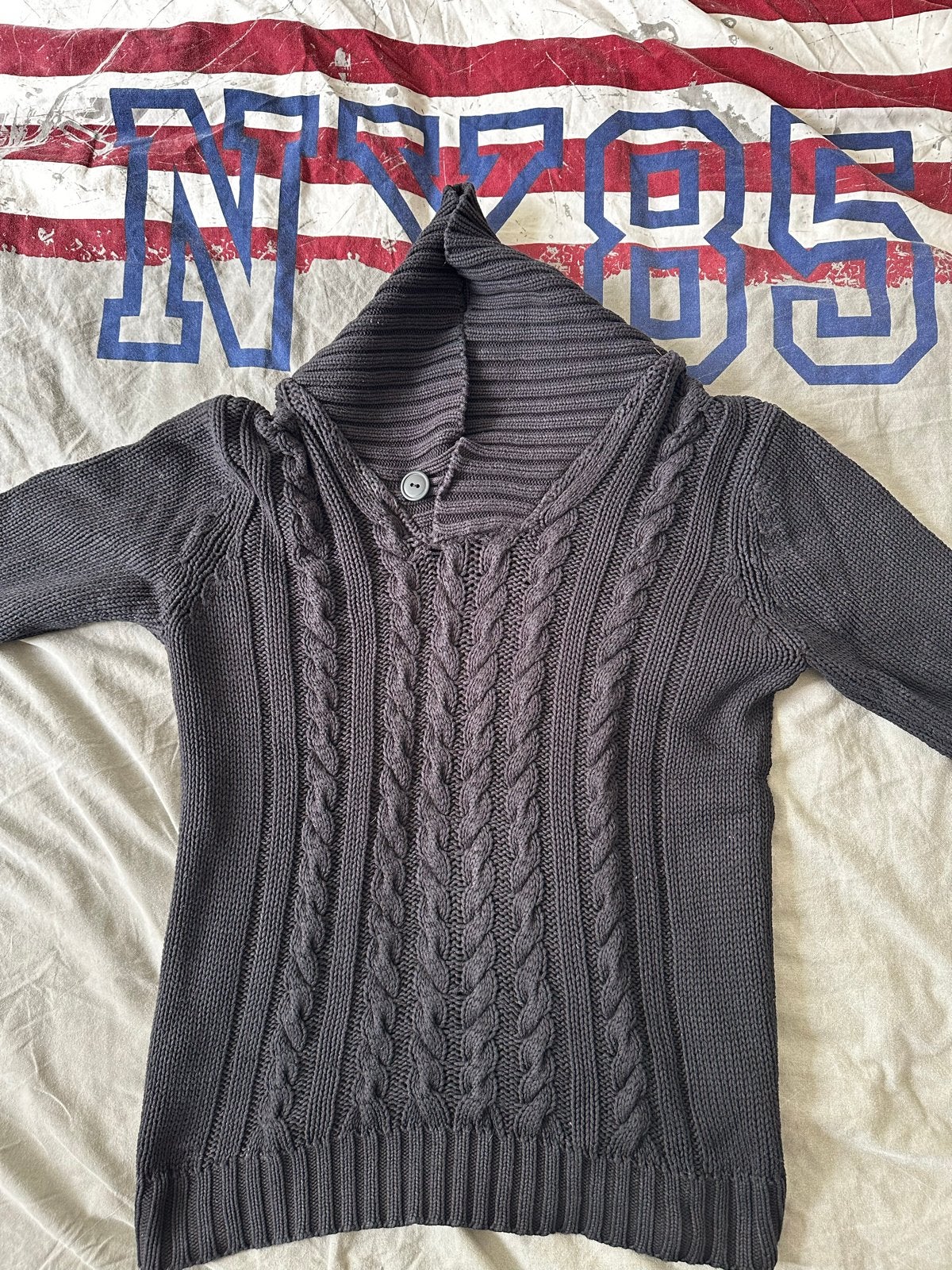 HEMA Trui Maat M - zwart Kabelgebreid, Kleding | Heren, Truien en Vesten, Ophalen of Verzenden, Gedragen, Maat 48/50 (M), Grijs