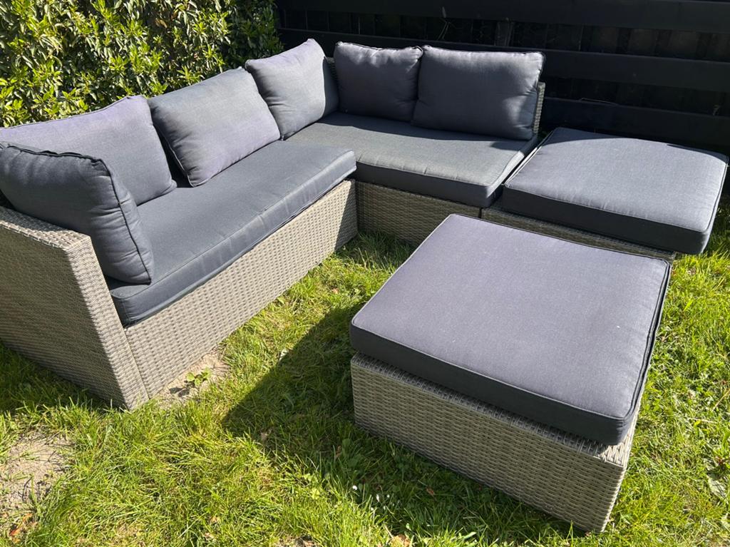 Intratuin Wicker loungeset set tuinset compleet, Tuin en Terras, Ophalen, Zo goed als nieuw, Wicker, Hocker