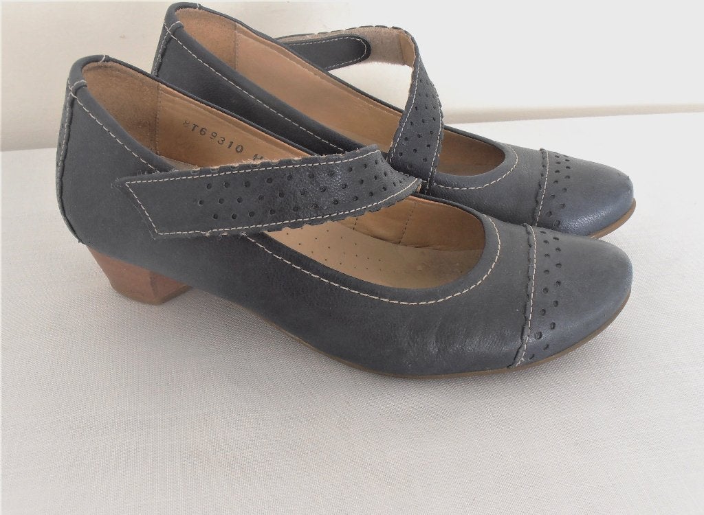 Footnotes - prachtige blauwe leren schoenen - 38 1/2 H, Schoenen met lage hakken, Zo goed als nieuw, Footnotes, Verzenden