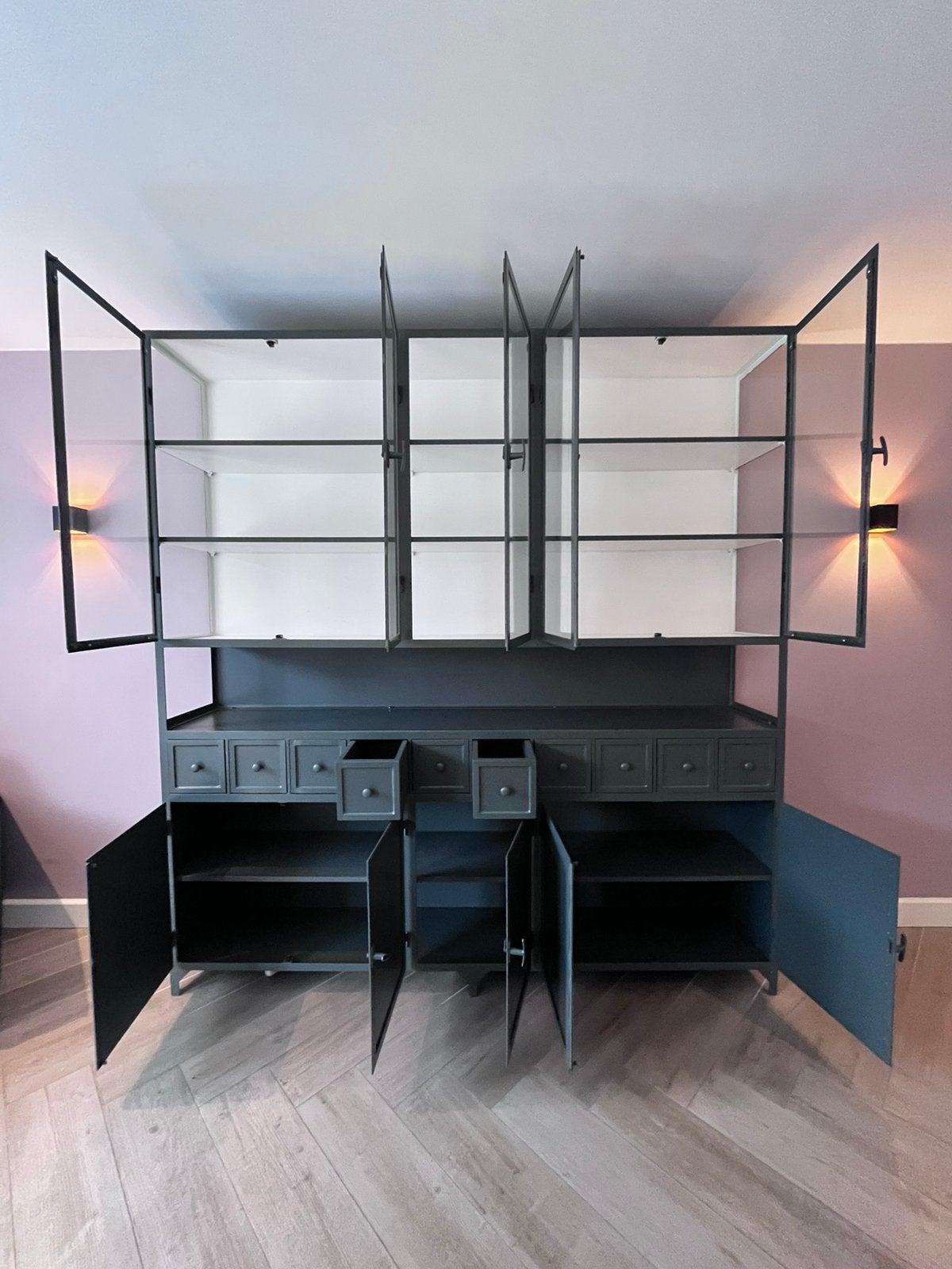 Apothekerskast Fio 5 (Old BASICS)– maatwerk 225x40x240cm, Huis en Inrichting, 200 cm of meer, Met lade(s), Ophalen of Verzenden
