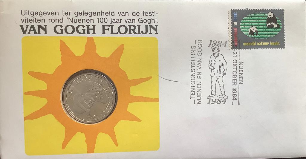 Munt in envelop van gogh florijn 1984 nuenen, Verzenden, Overige typen